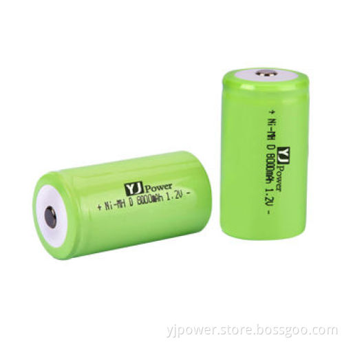 1.2V D NiMH Batteries with 8,000mAh Capacity for Power Tools